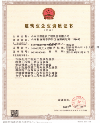 济南6008集团集团资质（市政工程、机电工程等）